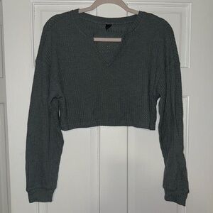 SHEIN Charcoal Knit Crop Top